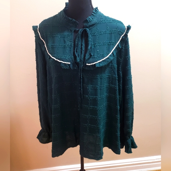 ALICEBLUE Green Top with Faux Pearl Size 3X NWT - Picture 2 of 13